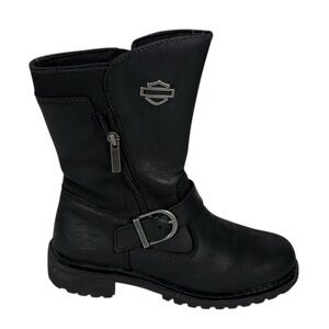 Harley Davidson Womens Lizzie 8” Black Leather Motorcycle Boots D87037 Size US 8